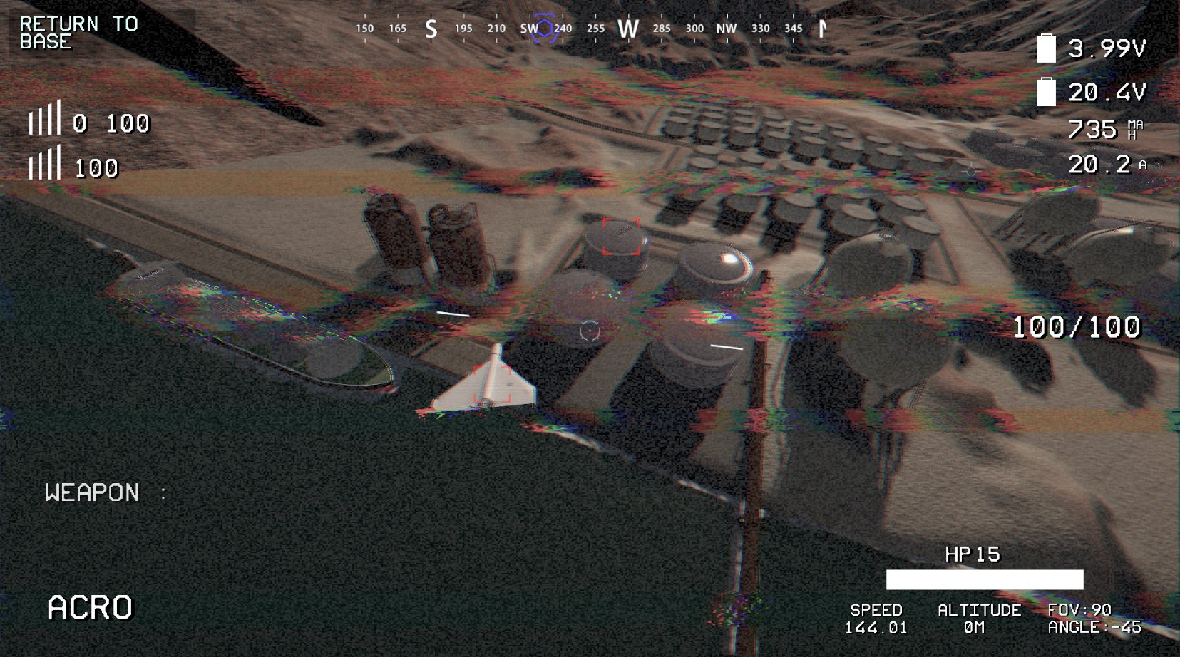 FPV drone flight over mountainous terrain